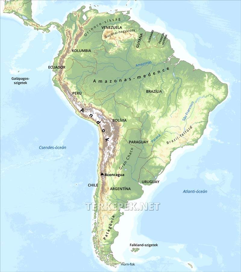 Dél-Amerika térkép